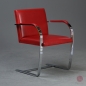 Preview: Knoll Brno Freischwinger mit rotem Leder und verchromtem Gestell gebraucht