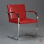 Preview: Knoll Brno Freischwinger mit rotem Leder und verchromtem Gestell gebraucht