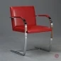 Preview: Knoll Brno Freischwinger mit rotem Leder und verchromtem Gestell gebraucht