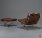 Preview: Knoll Barcelona Chair mit Ottoman mit braunem Leder gebraucht