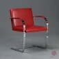 Preview: Knoll Brno Freischwinger mit rotem Leder und verchromtem Gestell gebraucht
