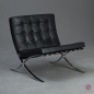 Preview: Knoll Barcelona Chair mit schwarzem Leder gebraucht