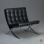 Preview: Knoll Barcelona Chair mit schwarzem Leder gebraucht