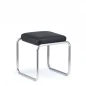 Preview: L&C stendal Bauhaus Hocker layko mit Lederbezug in nero schwarz Gestell verchromt