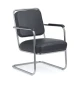Preview: L&C stendal Bauhaus Freischwinger Sesse berlin mit Lederbezug in schwarz und Gestell verchromt