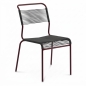 Preview: Schaffner Säntis Spaghetti Stuhl mit anthrazit farbener OceanYarn® Bespannung und bordeaux farbenem Gestell