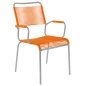 Preview: Schaffner Rigi Stuhl mit Armlehnen orange zweifarbig Gestell Grau– wetterfest, stapelbar & Swiss-Made