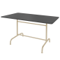 Preview: Rigi Metalltisch mit anthrazitfarbener Tischplatte und Gestell in Pastellsand