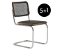 Preview: Thonet S32 V Freischwinger mit Dark Melange Geflecht, Nausbaum und verchromten Stahlrohr Gestell l 5+1 Aktion