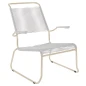Preview: Säntis Spaghetti Lounger mit Kufen und Armlehnen in Pastellsand mit weißem Gestell Preview: Säntis Spaghetti Lounger mit Kufen und Armlehnen in Pastellsand mit weißem Gestell