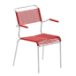 Preview: Schaffner Säntis Spaghetti Stuhl mit neuen Armlehnen in rot mit verchromtem Gestell