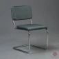 Preview: Thonet S32 PV Freischwinger Stoff Grün Grau mit Vollpolster gebraucht