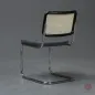 Preview: Thonet S32 SPV Freischwinger Stoff Grau mit Geflecht Rückenlehne gebraucht