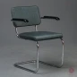 Preview: Thonet S64 PV Freischwinger mit Polster in Grün Grau gebraucht