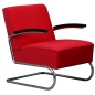 Preview: Thonet S411 Stoff Sessel in Step Rot mit schwarzen Armlehnen