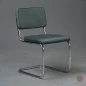 Preview: Thonet S32 PV Freischwinger Stoff Grün Grau mit Vollpolster gebraucht