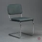 Preview: Thonet S32 PV Freischwinger Stoff Grün Grau mit Vollpolster gebraucht