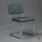 Preview: Thonet S32 PV Freischwinger Stoff Grün Grau mit Vollpolster gebraucht