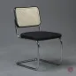 Preview: Thonet S32 SPV Freischwinger mit Stoff Sitzfläche Schwarz