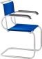 Preview: Tecta D40 freischwinger Stuhl blaue Bauhausgurte schwarze Armlehnen Preview: Tecta D40 freischwinger Stuhl blaue Bauhausgurte schwarze Armlehnen