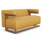 Preview: Tecta F51-2 Zweisitzer Sofa mit Lederbezug in gelb und Nussbaum Gestell Preview: Tecta F51-2 Zweisitzer Sofa mit Lederbezug in gelb und Nussbaum Gestell