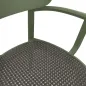 Preview: Thonet 118 F Holzstuhl mit Dark Melange Gelecht aus Buche in olivgrün gebeizt Detailansicht Geflecht