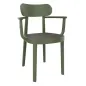 Preview: Thonet 118 F Holzstuhl mit Dark Melange Gelecht aus Buche in olivgrün gebeizt