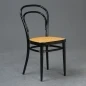 Preview: Thonet 214 Bugholz Stuhl in Schwarz mit patiniertem Wiener Geflecht gebraucht