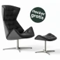 Preview: Thonet 808 Lounge Sessel und Hocker mit Leder Sitzfläche und Stoff Außenschale l gratis Hocker