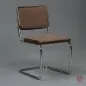 Preview: Thonet S32 P Freischwinger Braun mit braunem Stoff Bezug gebraucht