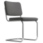 Preview: Thonet S 32 PV Freischwinger mit Stoffbezug und Vollpolster in dunkelgrau