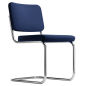 Preview: Thonet S 32 PV Freischwinger mit Stoffbezug und Vollpolster in nachtblau