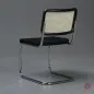Preview: Thonet S32 SPV Freischwinger Schwarz mit Sitzpolster und Geflecht Rückenlehne gebraucht