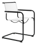Preview: Thonet S34 Freischwinger Netzgewebe Weiß Elastomer Armauflagen Gestell Schwarz Vorderansicht