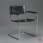 Preview: Thonet S34 Freischwinger Leder Schwarz mit Armlehnen gebraucht