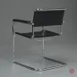 Preview: Thonet S34 Freischwinger Leder Schwarz mit Armlehnen gebraucht