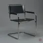 Preview: Thonet S34 Freischwinger mit schwarzem Leder gebraucht