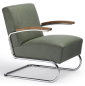 Preview: Thonet S411 Nubukleder Grün + mit Eiche Armlehnen