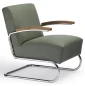 Preview: Thonet S411 Nubukleder Grün + mit Eiche Armlehnen