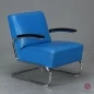 Preview: Thonet S411 Lounge Freischwinger Sessel Leder Blau gebraucht Preview: Thonet S411 Lounge Freischwinger Sessel Leder Blau gebraucht