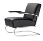 Preview: Thonet S411 Leder Nero Schwarz, Gestell verchromt