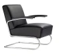 Preview: Thonet S411 Freischwinger Stuhl Leder mit Armlehnen Vorderansicht Preview: Thonet S411 Freischwinger Stuhl Leder mit Armlehnen Vorderansicht