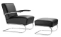 Preview: Thonet S411 Freischwinger Stuhl Leder mit Armlehnen im Bundle Vorderansicht
