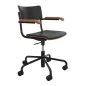 Preview: Thonet S 43 PVFDR Bürostuhl mit Lederbezug Nero/Kirschbaum