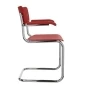 Preview: Thonet S43F Freischwinger mit Amlehnen Sitzfläche tomatenrot (RAL 3013) Gestell chrom Seitenansicht