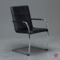 Preview: Thonet S61 Leder Freischwinger Konferenzstuhl Schwarz gebraucht