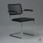 Preview: Thonet S64 N Freischwinger mit Netzgewebe Schwarz Gestell verchromt