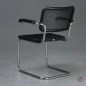 Preview: Thonet S64 N Freischwinger mit Netzgewebe Schwarz Gestell verchromt