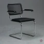 Preview: Thonet S64 N Freischwinger mit Netzgewebe Schwarz Gestell verchromt