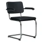 Preview: Thonet S64 PV Freischwinger Leder Nero Schwarz